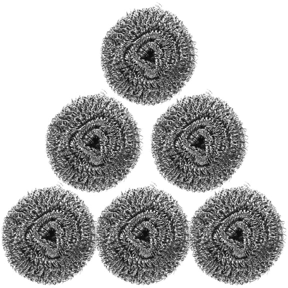 QIFULL 6Pcs Steel Wool Scrubber for Dishes Reusable Silver Metal Cleaning Sponge