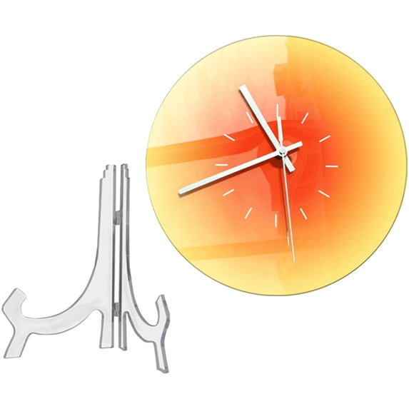 QIFULL Decorative Acrylic Wall Clock Orange Color Easy to Install Wall Hanging Clock for Modern Home