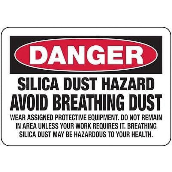 Silica Dust Hazard Avoid Breathing Dust - Silica Safety Signs Safety & Compliance Signs/OSHA & ANSI Compliant Safety Signs/Chemical Hazard & Chemical Warning Signs Metal Sign Tin Sign 12x16 Inch