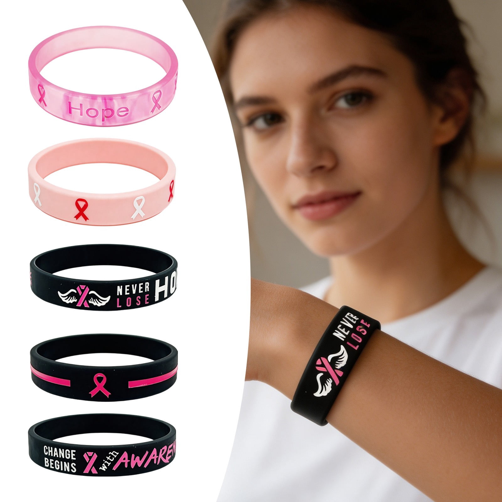 Silica Gel Cancer Awareness Silicone Wristbands, Ribbon Charity ...