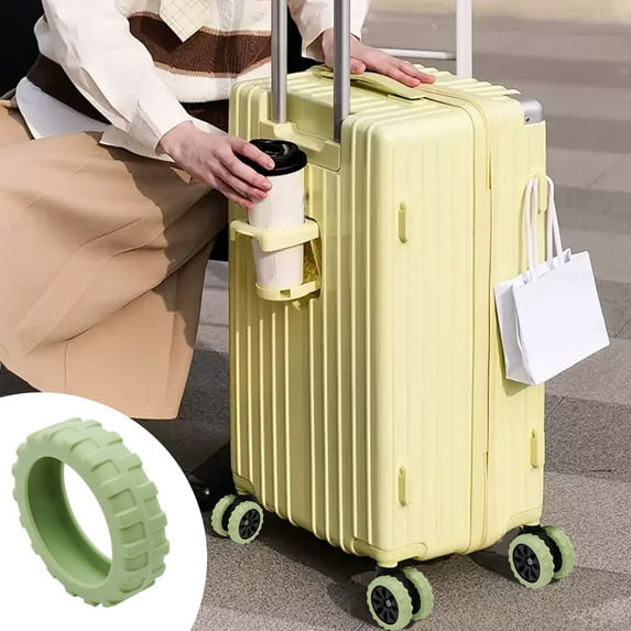 Silica Gel Luggage Wheel Protectors | 4-Pack Universal Caster Covers for Suitcases & Trolleys | Noise Reduction & Floor Protection | Red Gray Blue Green