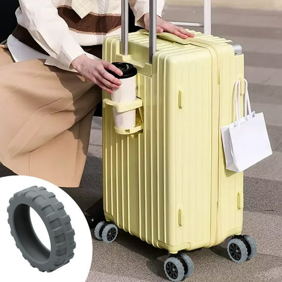 Silica Gel Luggage Wheel Protectors | 4-Pack Universal Caster Covers for Suitcases & Trolleys | Noise Reduction & Floor Protection | Red Gray Blue Green