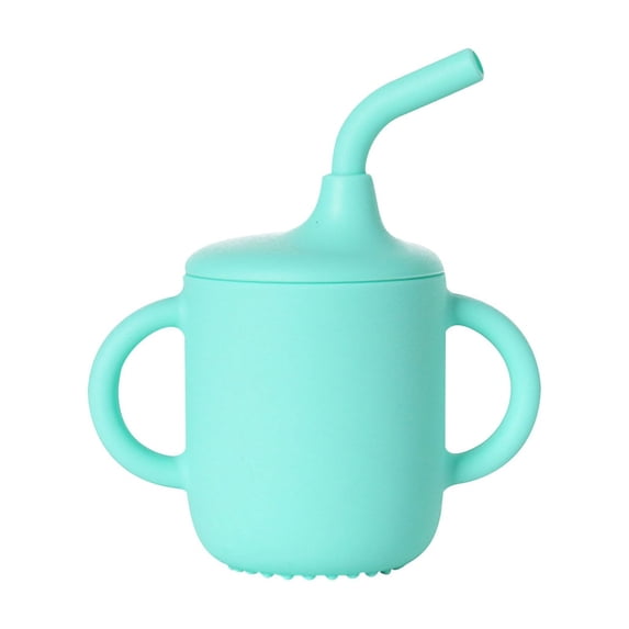 Silica Gel Sippy Cup with Straw & Handles – Non-Spill, Food Grade Material, Temperature Resistant, Removable Drinking Cup with Sealed Lid, Easy Grip, Reusable