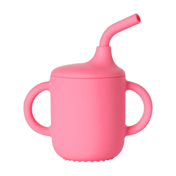 Silica Gel Toddlers Sippy Cups With Straw And Handles Non Spill Sealing Baby Straw Cup Removable Baby Training Cup Toddler Drinking Cup
