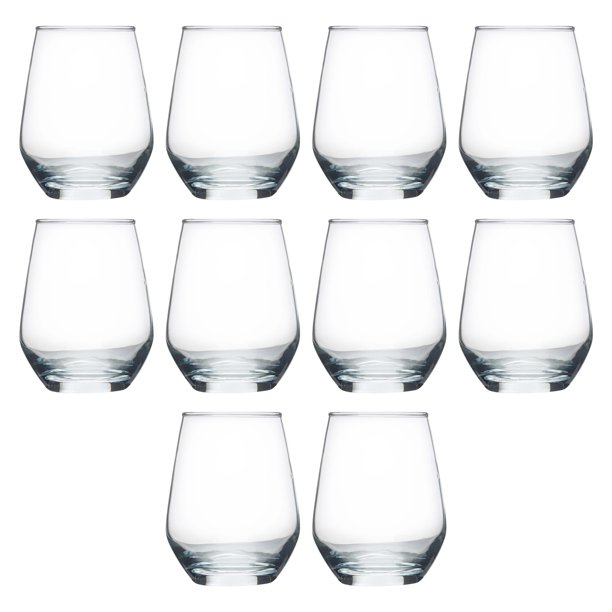 Silica Stemless Wine Glasses 12 oz. Set of 10, Bulk Pack Restaurant