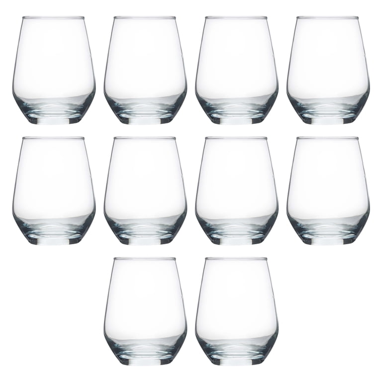 Silica Stemless Wine Glasses 12 oz. Set of 10, Bulk Pack - Restaurant  Glassware for Red Wine, White Wine, Cocktails - Clear