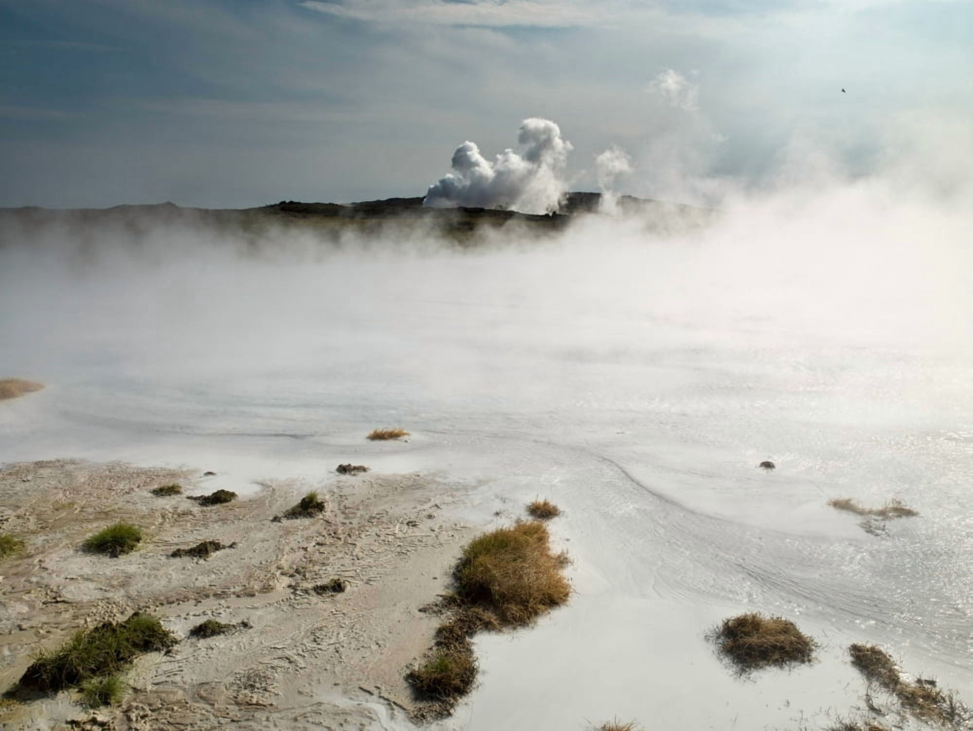 Silica deposits in water by The Svartsengi Geothermal Power Plant near the Blue Lagoon bathing pools Iceland Canvas Art - Panoramic Images (12 x 16)