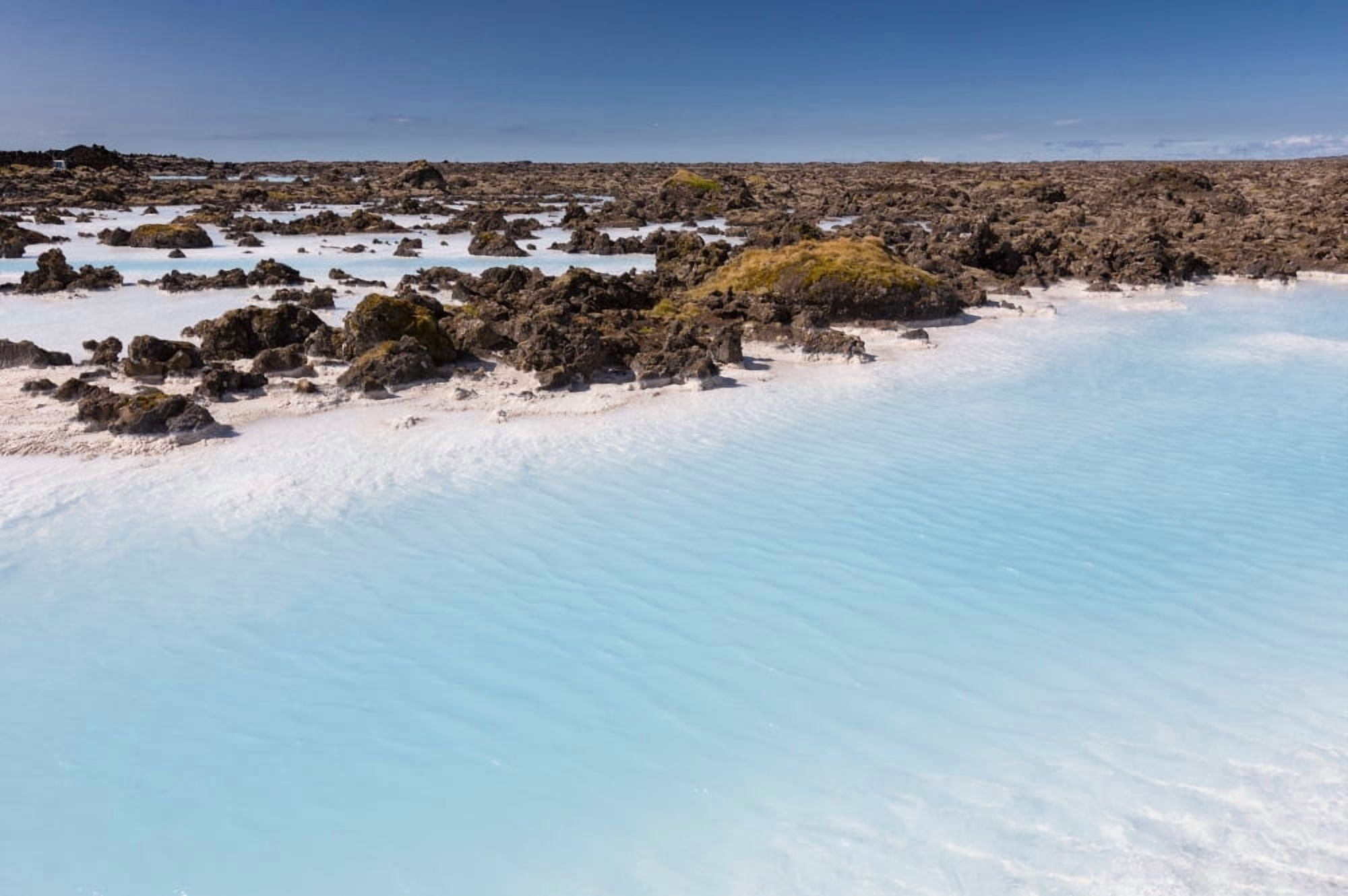 Silica deposits in water by The Svartsengi Geothermal Power Plant near the Blue Lagoon bathing pools Iceland Canvas Art - Panoramic Images (27 x 9)