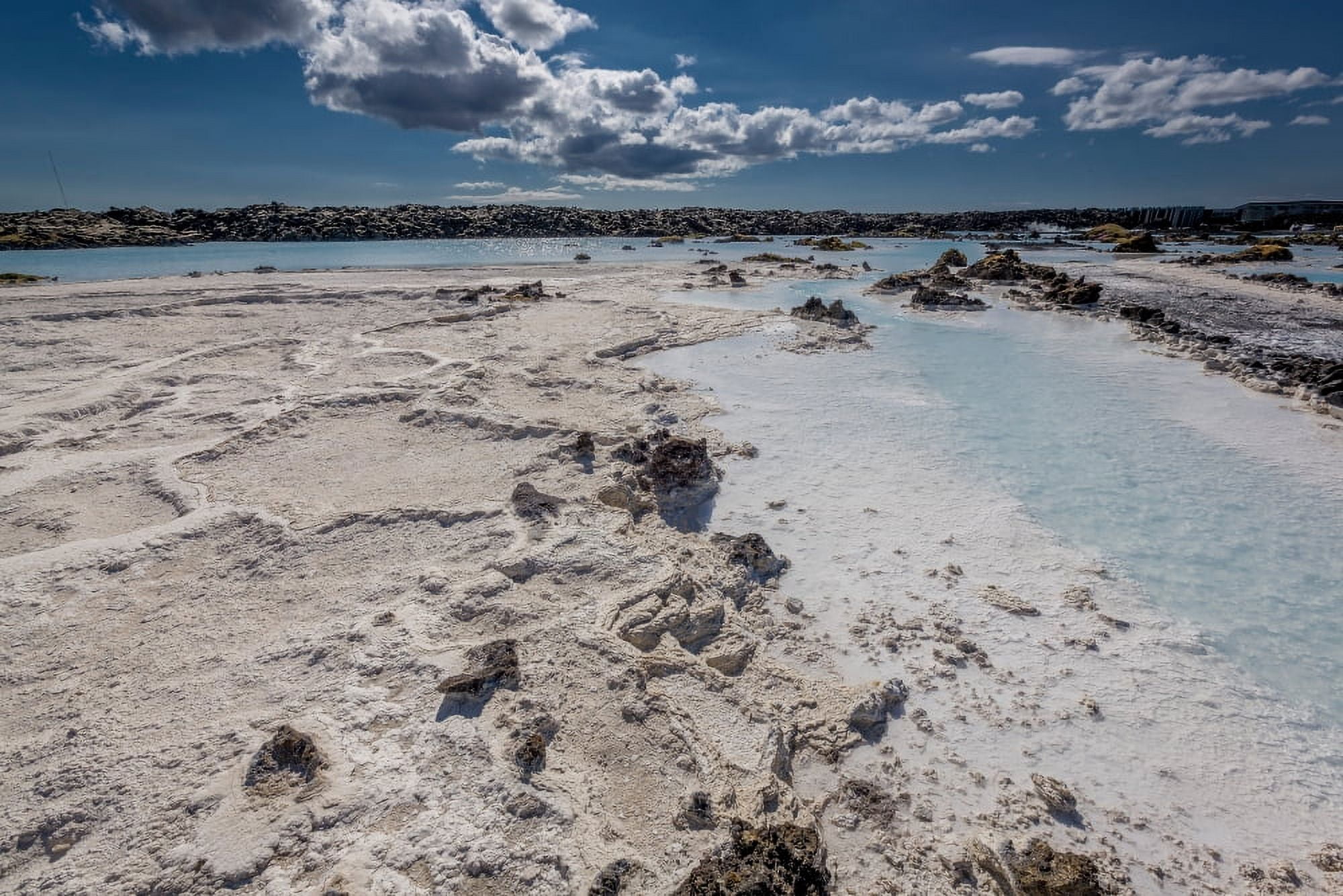 Silica deposits in water by The Svartsengi Geothermal Power Plant near the Blue Lagoon bathing pools Iceland Canvas Art - Panoramic Images (36 x 12)