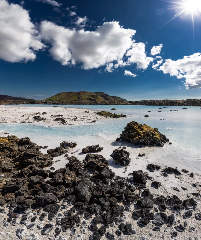 Silica deposits in water by The Svartsengi Geothermal Power Plant near the Blue Lagoon bathing pools Iceland Canvas Art - Panoramic Images (36 x 32)