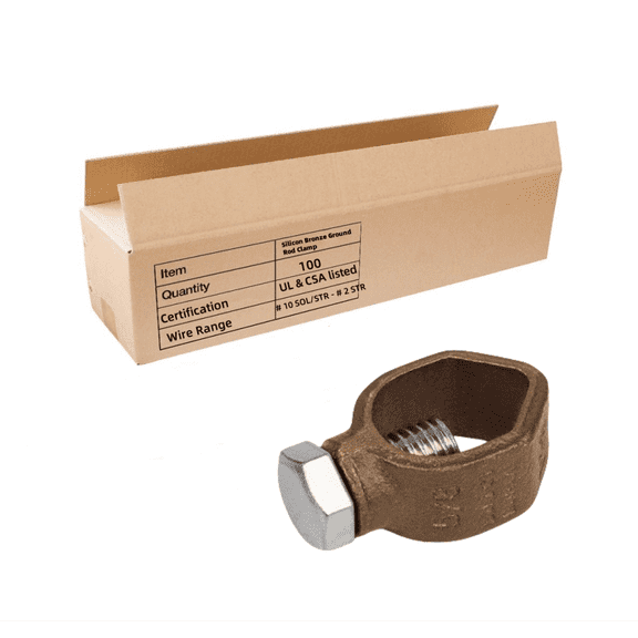 Silicon Bronze Ground Rod Clamp,UL & CSA listed,Great for 1/2- 5/8 Grounding Rods (100, 1/2''-5/8'')