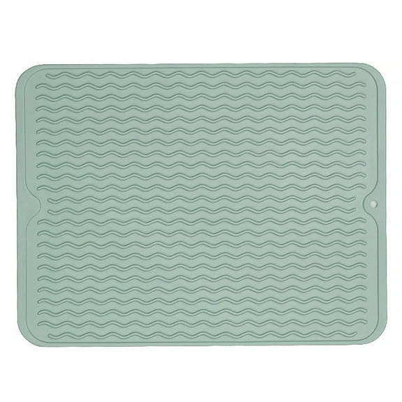 Silicon Dish Drying Mat, Heat Resistant Drying Mat for Kitchen Counter, Sink,Refrigerator or Drawer liner, Large Kitchen Drying Mat (12" x 16", Light Green)