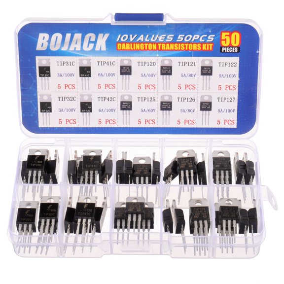 Silicon Epitaxial Power Transistor Assortment Kit 50 Pcs NPN PNP Models Plastic Case