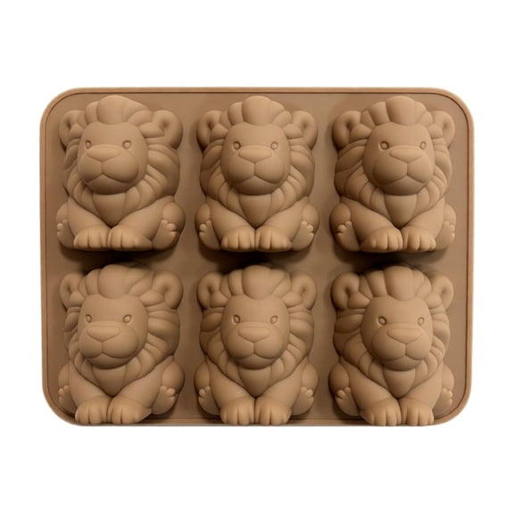 Silicon Ice Cube Mold Realistic Lion Shape,Food-Grade Flexible BPA-Free Freezer Tray,Easy-Release Large Non-Stick Durable Fun Design for Versatile Cocktails Party Dessert Brown