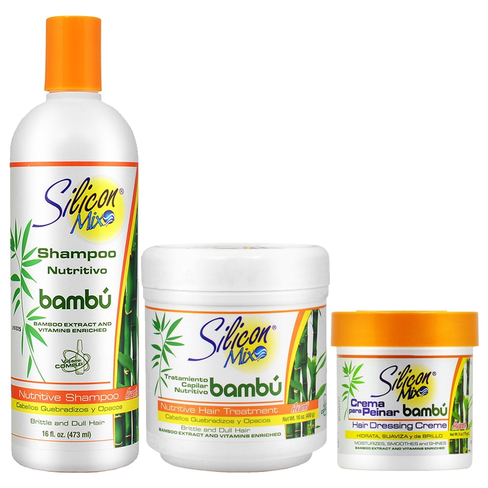 Silicon Mix Bambu Shampoo 16oz + Treatment 16oz + Hair Dressing Crème 6oz
