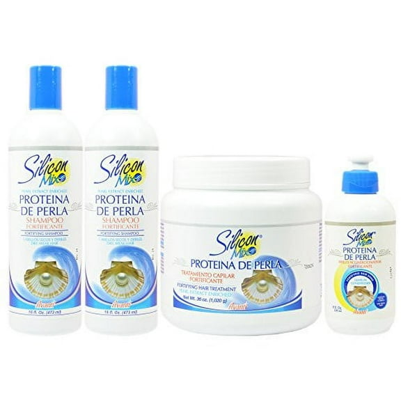 Silicon Mix Protieina De Perla Shampoo 16oz (Pack of 2) & Treatment 36oz & Leave-in 8oz "Set"