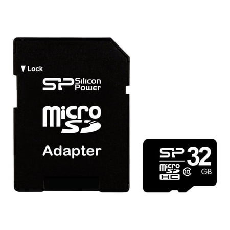 SILICON POWER - Flash memory card (microSDHC to SD adapter included) - 32 GB - Class 10 - microSDHC
