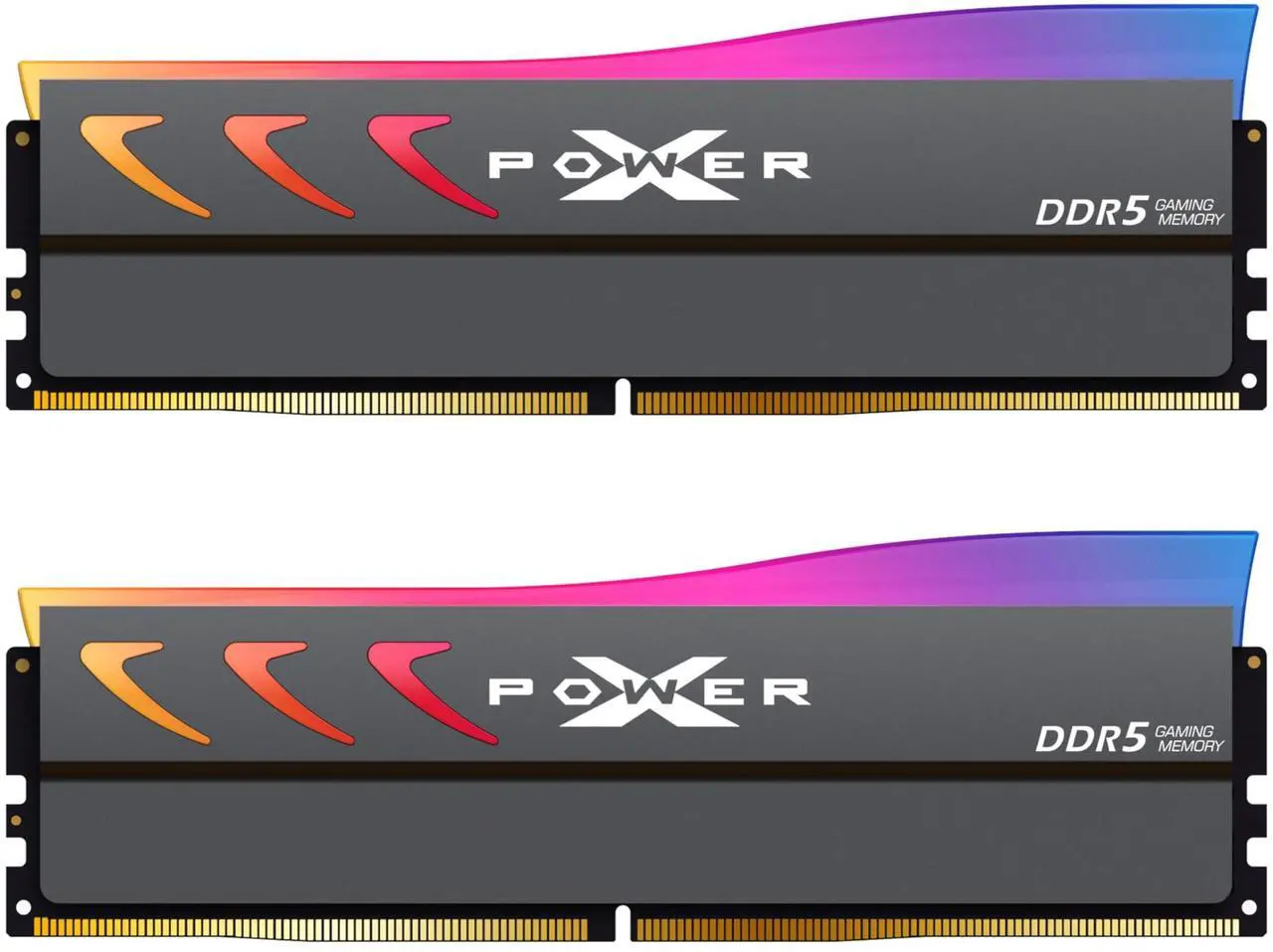 Silicon Power DDR5 32GB (2x16GB) Storm RGB 6000MT/s (PC5-48000) 288-pin CL36 1.35V UDIMM Desktop Memory Module RAM SP032GXLWU60FFDK Gray