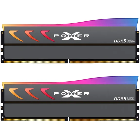 Silicon Power DDR5 32GB (2x16GB) Storm RGB 6000MT/s (PC5-48000) 288-pin CL36 1.35V UDIMM Desktop Memory Module RAM SP032GXLWU60FFDK Gray