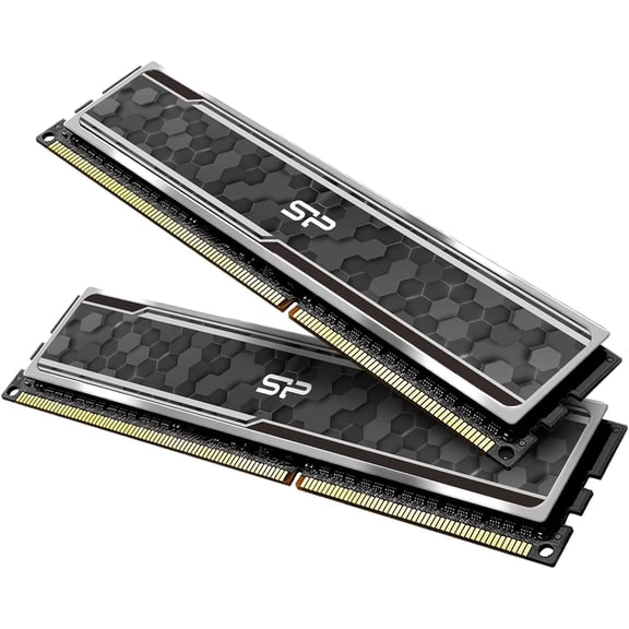 Silicon Power Value Gaming DDR4 RAM 32GB (2x16GB) 3200MHz (PC4 25600) 288-pin CL16 1.35V UDIMM Desktop Memory Module with Heatsink Grey SU032GXLZU320BDAJ7