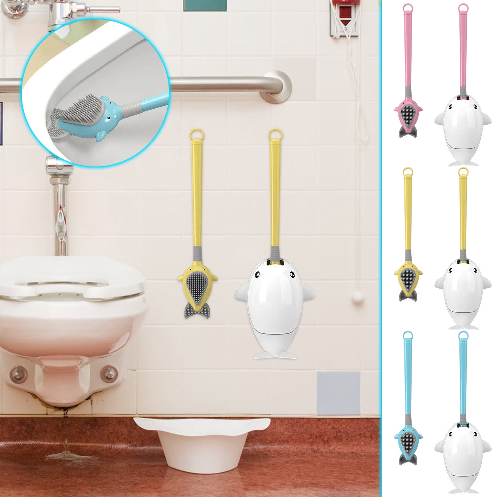 Silicon Toilet Bowl Cleaning Brush Set,Penguin Dispensed Toilet Toilet