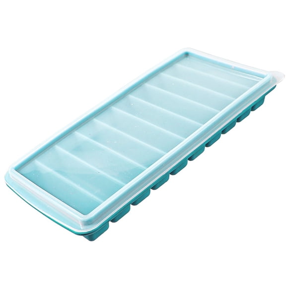Silicone 10 Compartment Long Strip Ice Tray – Durable Flexible Ice Maker with Effortless Release, Convenient Lid, and Efficient Freezing for Refreshing Drinks,Green