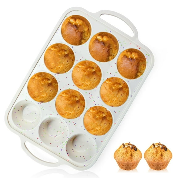 Silicone 12 Count Muffin Pan, Multicolor Confetti, Dishwasher Safe
