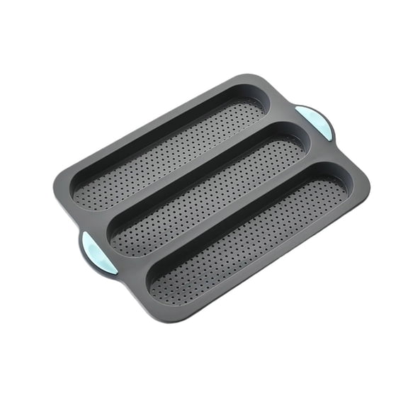 Silicone 3 Loaf Baguette Pan, French Bread Baking Mold For Oven, Long Non Stick Dough Proofer For Home Baker