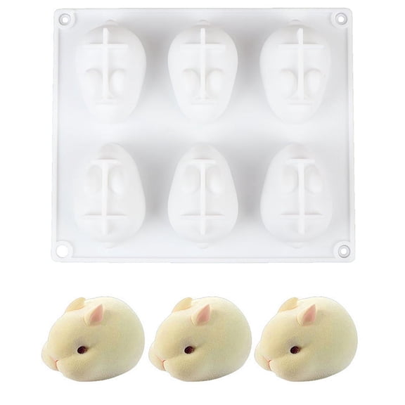 Silicone 3D Bunny Rabbit Mold Cake Decorating Mould for Baking Mousse 6 Forms