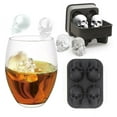thumbnail image 1 of Silicone 3D Skull ICE Cube Tray Maker Round Ball Sphere Mold Whiskey Cocktails (2 Pack), New, 1 of 6