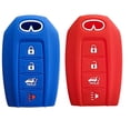 thumbnail image 1 of Silicone 4 Buttons Smart Key Skin Jacket Fob Cover Case Remote Keyless Entry Protector Suitable with Infiniti O50 Q60 QX50 QX60 2020 Key (red and Blue), 1 of 2