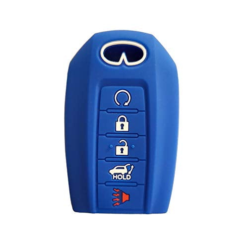 Silicone 5 Buttons Smart Key Skin Jacket Fob Cover Case Remote Keyless Entry Protector Suitable with Infiniti QX50 QX60 2020 Key (Blue)