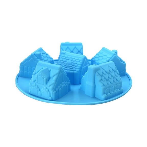 Silicone 6-Cavity House Cake Mould for Unique Cakes and Desserts - Versatile Baking Tool for Cookies, Chocolate, and Soap - Easy to Clean and Non-Stick Design