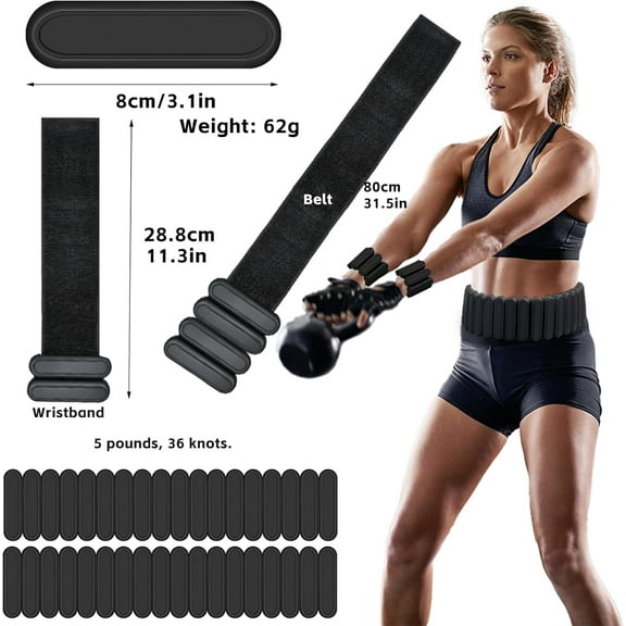 Silicone Adjustable Weighted Belt for Women & Men –  Weighted Walking & Exercise Belt with Removable Weights – Gym, Strength Training, Yoga, Hiking – Free Weight Adjustment for Wrist & Ankle