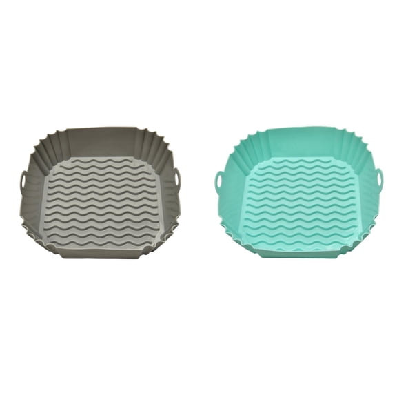 Silicone Air Fryer Baking Pan, Square Non-Stick Tray with Heat-Resistant & Multi-Color (450°F, 22x23x7cm)