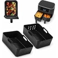 thumbnail image 1 of Szyeequoo Silicone Air Fryer Liners 2 Pack for Ninja Dual Zone, 1 Perforated and 1 Solid, Rectangle Reusable Liners for DZ201 DZ401 DZ550 DZ302, COSORI 9QT Instant Chefman Dual Basket Air Fryers, 1 of 2