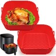 Silicone Air Fryer Liners, 8'' Square 4 To 7 Qt Reusable Heat Resistant