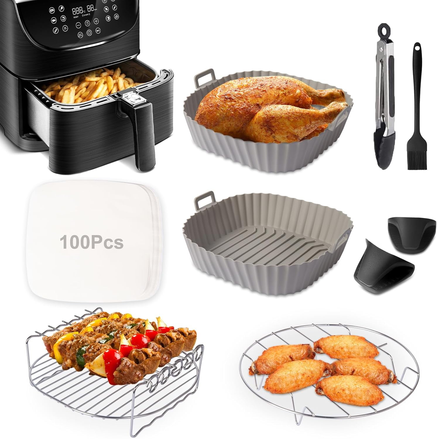 Silicone Air Fryer Liners Accessories Set for Cosori 5.8qt 6qt Expand