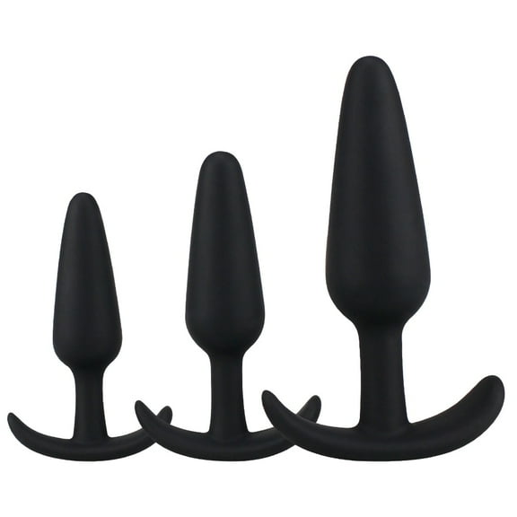 Silicone Anal Butt Plug Sex Toy Adult Small/Medium/Large Beginner Trainers Black