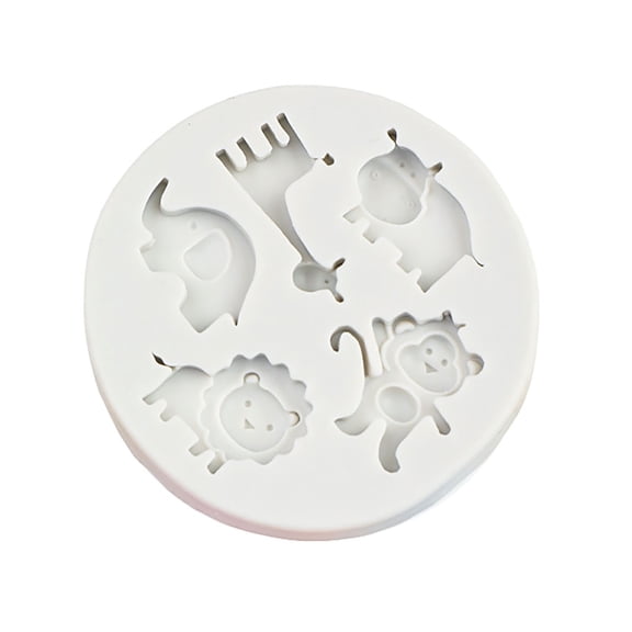 Silicone Animal Cake Decorating Mold, Monkey Elephant And Giraffe Small Fondant, Non Stick Miniature Baking Mold For Kitchen (Grey)