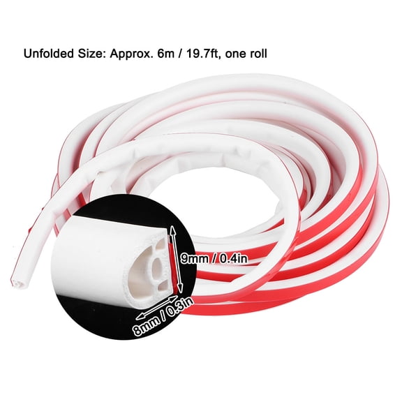 Silicone Anti-Collision Sealing Strip for Doors and Windows, 6M Length, 9x8mm, Weatherproof Soundproof Gasket