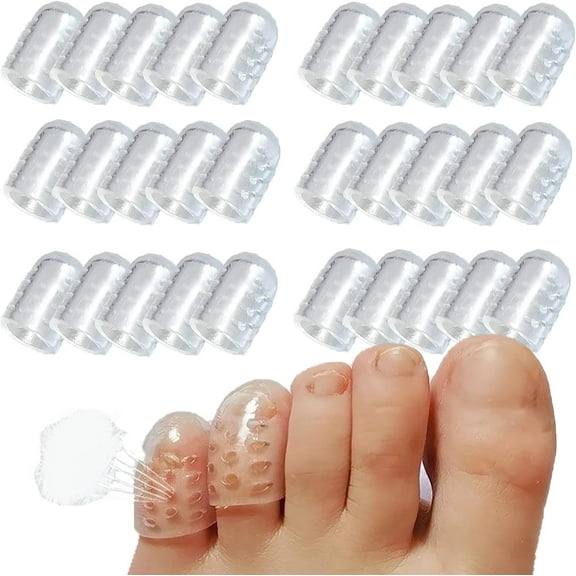 Silicone Anti-Friction Toe Protector, Gel Toe Protectors Breathable Toe Covers, 30 Pcs Little Toe Protectors Caps Guards for Men Women, Toe Sleeves for Corns, Blisters and Ingrown Toenails