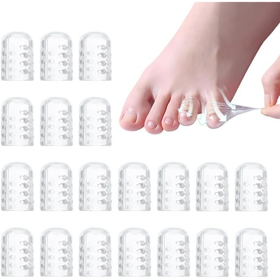 Silicone Anti-Friction Toe Protector, Gel Toe Protectors Breathable Toe Covers, Little Toe Protectors Caps Guards for Men Women, Soft Clear Toe Sleeves for Corns, Blisters, Pain Relief (20Pcs)