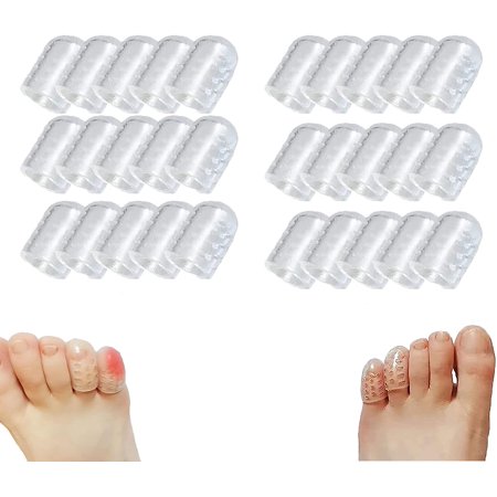 Silicone Anti-Friction Toe Protector, Gel Toe Protectors Breathable Toe Covers, Little Toe Protectors Caps Guards for Men Women, Toe Sleeves for Blisters and Ingrown Toenails (Color : 30pcs)