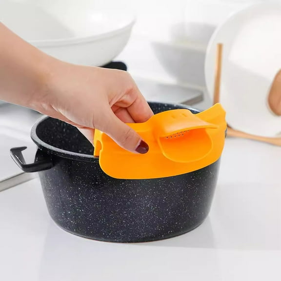 Silicone Anti-Spill Pot Spout Guard Kitchen Funnel Leakproof Soup Oil Pourer Edge Mount Strainer