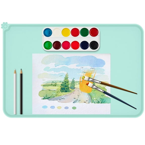 Silicone Art Mat with Raised Sides to Stay Tidy 24x16inch Silicone Painting Mat for Clay Resin Slime Jewelry Making and Crafts Creation