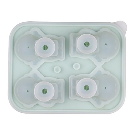 Silicone Astronaut 3D Large Ice Tray for Wine and Juice, 4 Big Cute Animal Molds with Lid, Easy Release in Ai Green for Freezer Use