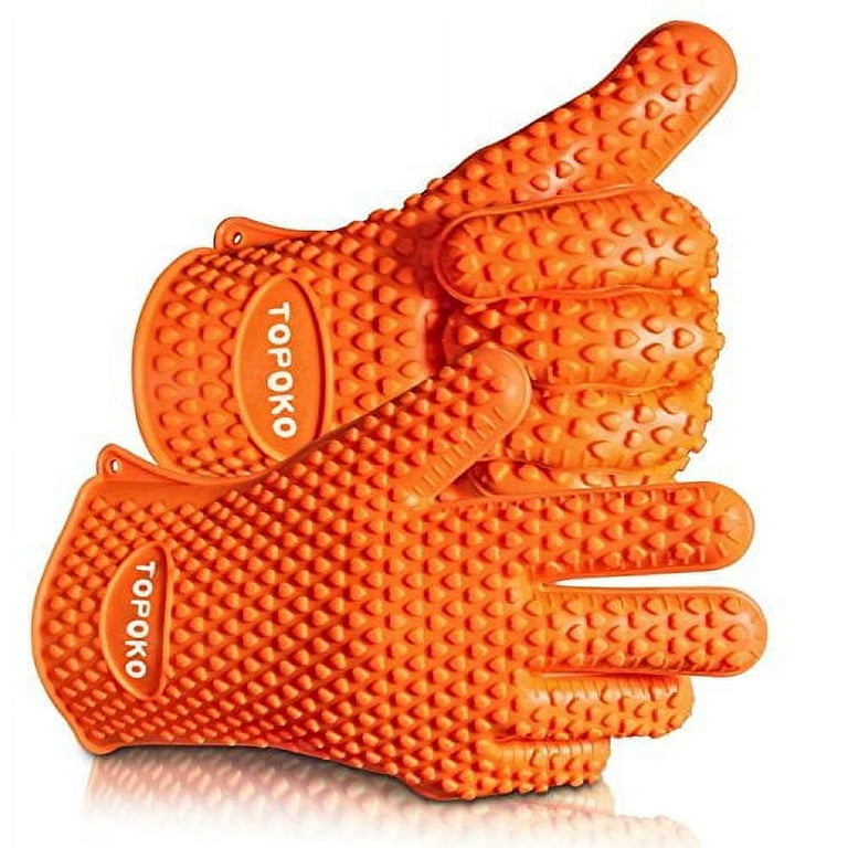 Cubilan Grilling Gloves, Orange Heat Resistant Gloves BBQ Kitchen Silicone Oven  Mitts, Long Waterproof Non-Slip Potholder B07L68J51W - The Home Depot