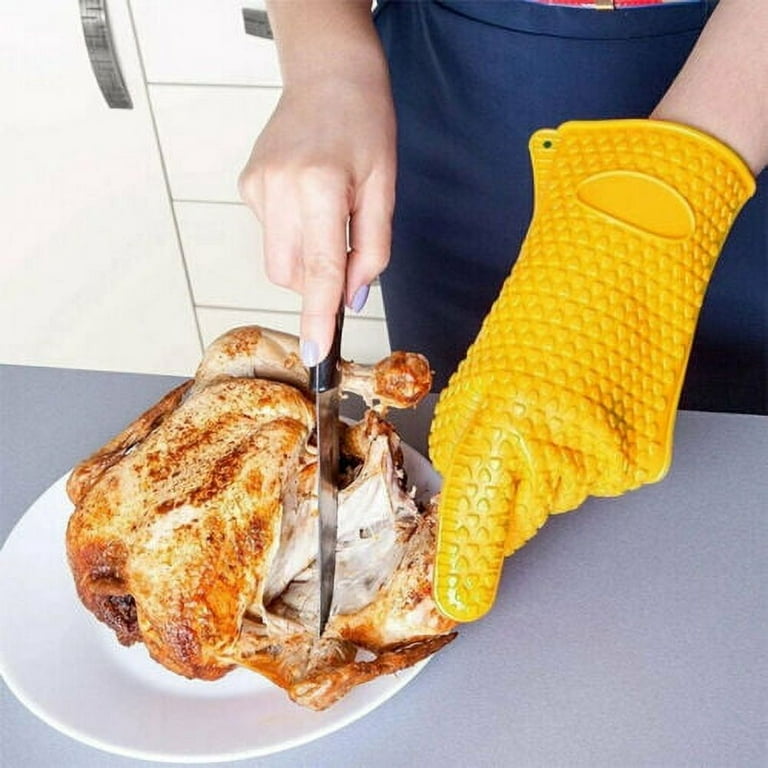 Kitchen Silicone Heat Resistant Gloves Oven Grill Pot Holder BBQ Cooking  Mitts