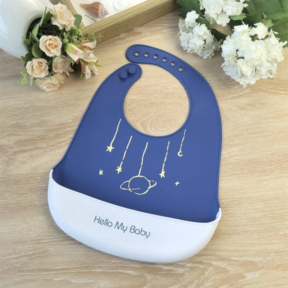 GOLDCOLIN Silicone Baby Bib Adjustable Waterproof Soft Unisex 10-72 Months,Planet Star
